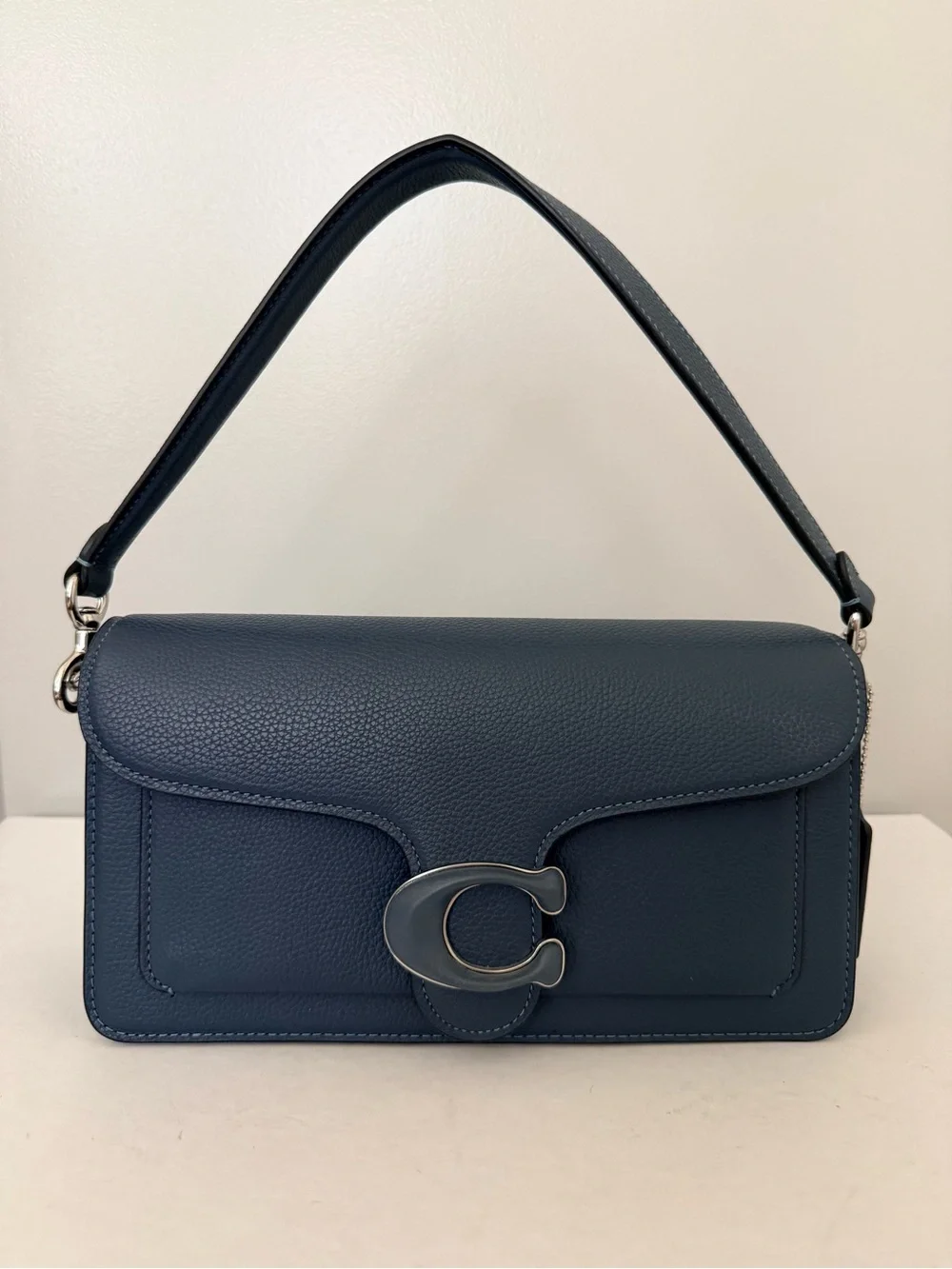 Coach Tabby Shoulder Bag (CH857) in Dark Blue Pebbled Leather with Signature C